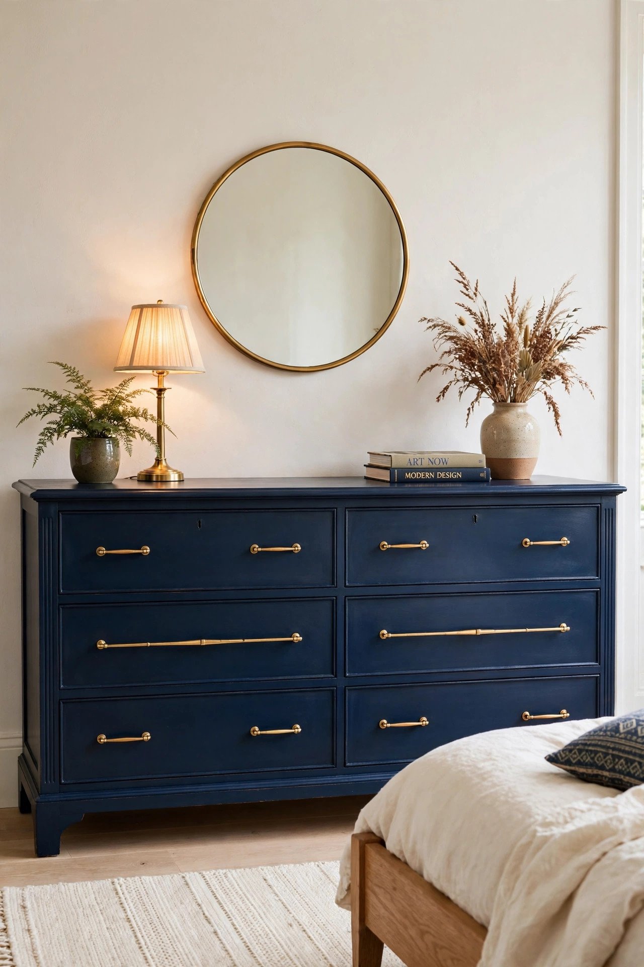 Navy Blue Dresser as Focal Point