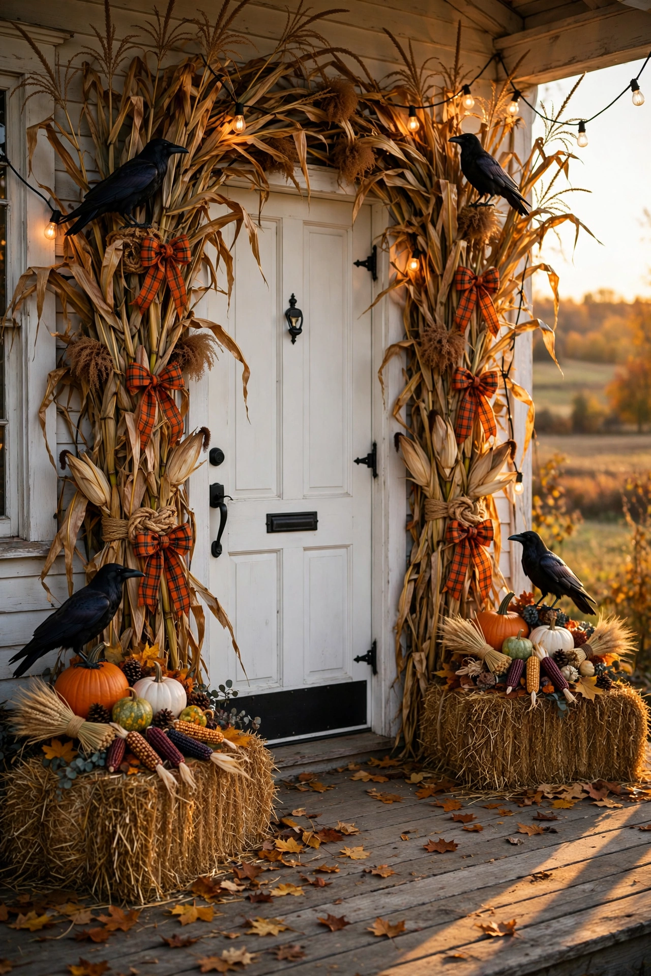 Cornstalk and Hay Bale Door Frame