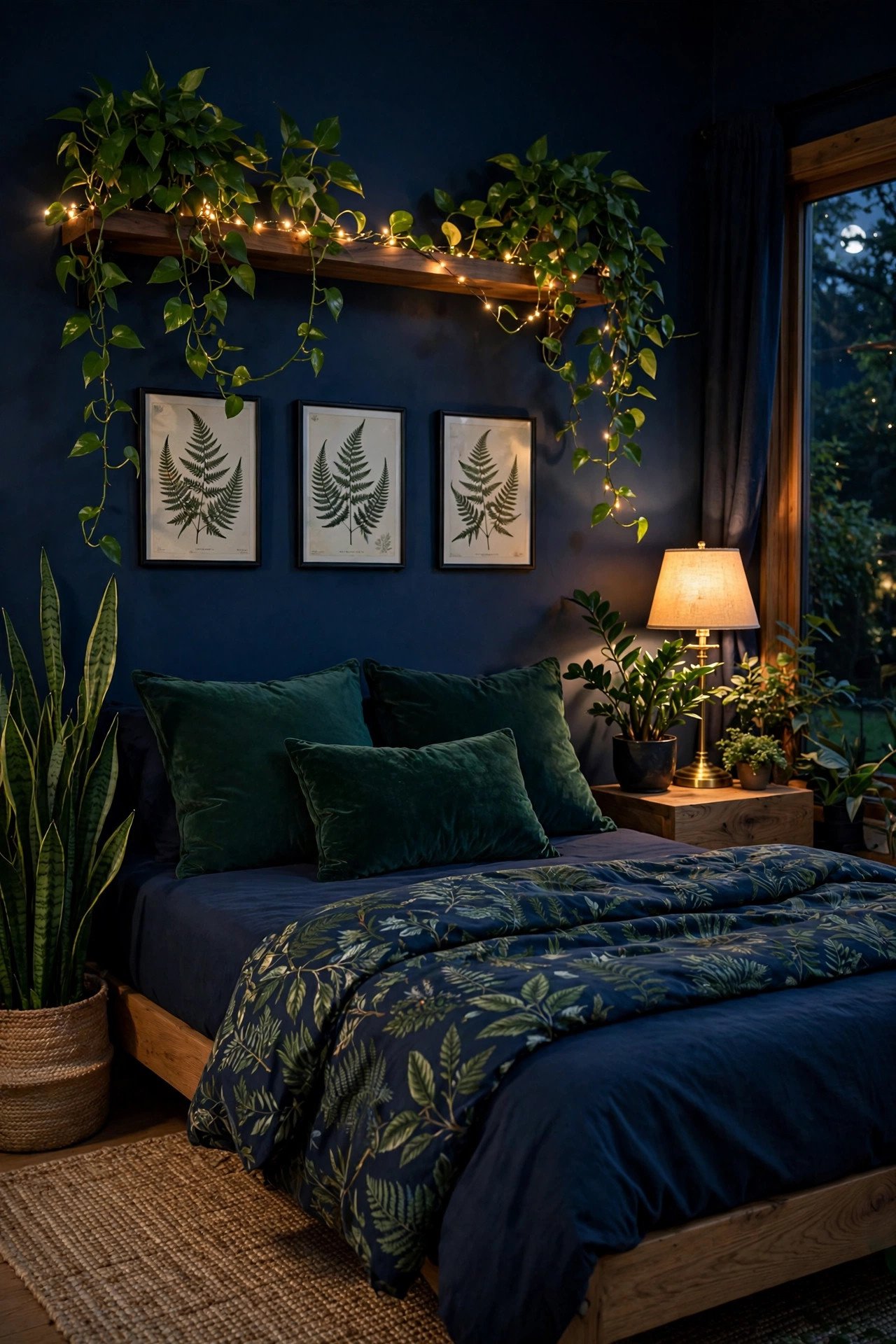 Navy Blue and Green Botanical Touch