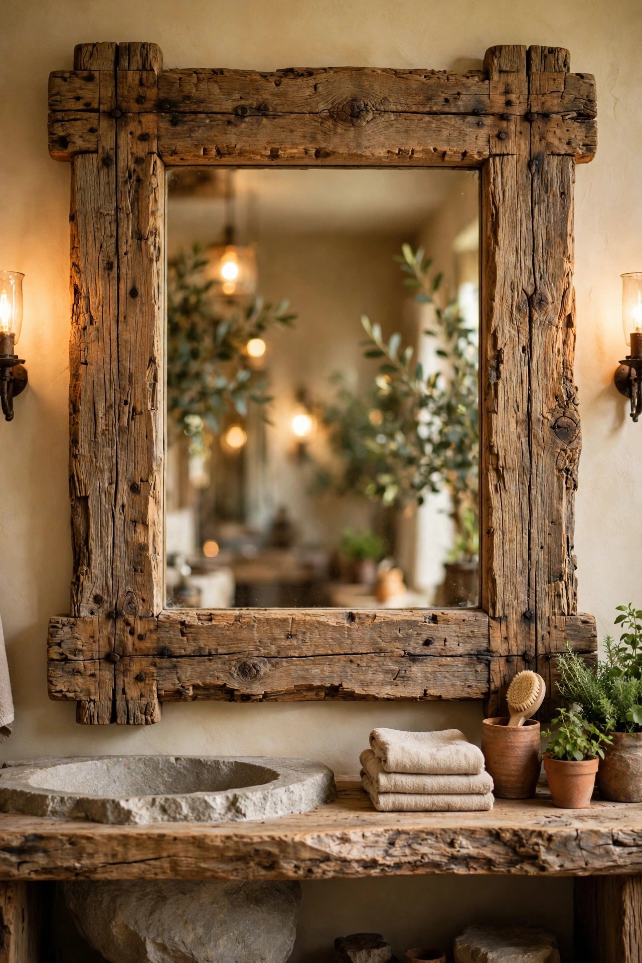 Rustic Oak Mirror