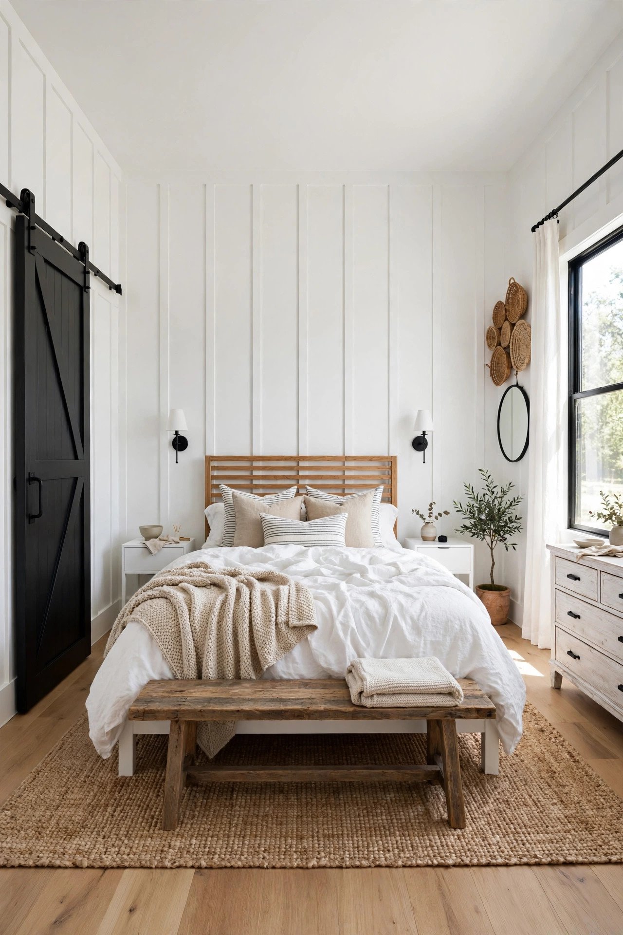 White Modern Farmhouse Bedroom