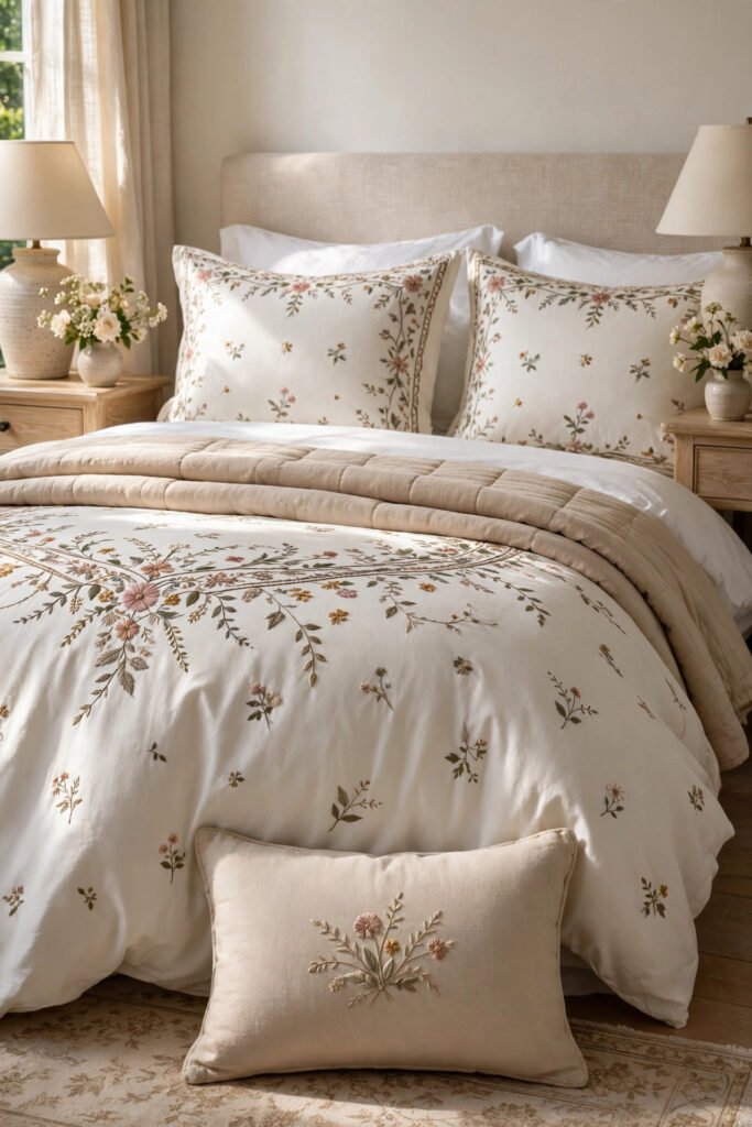 Embroidered Floral Bedding