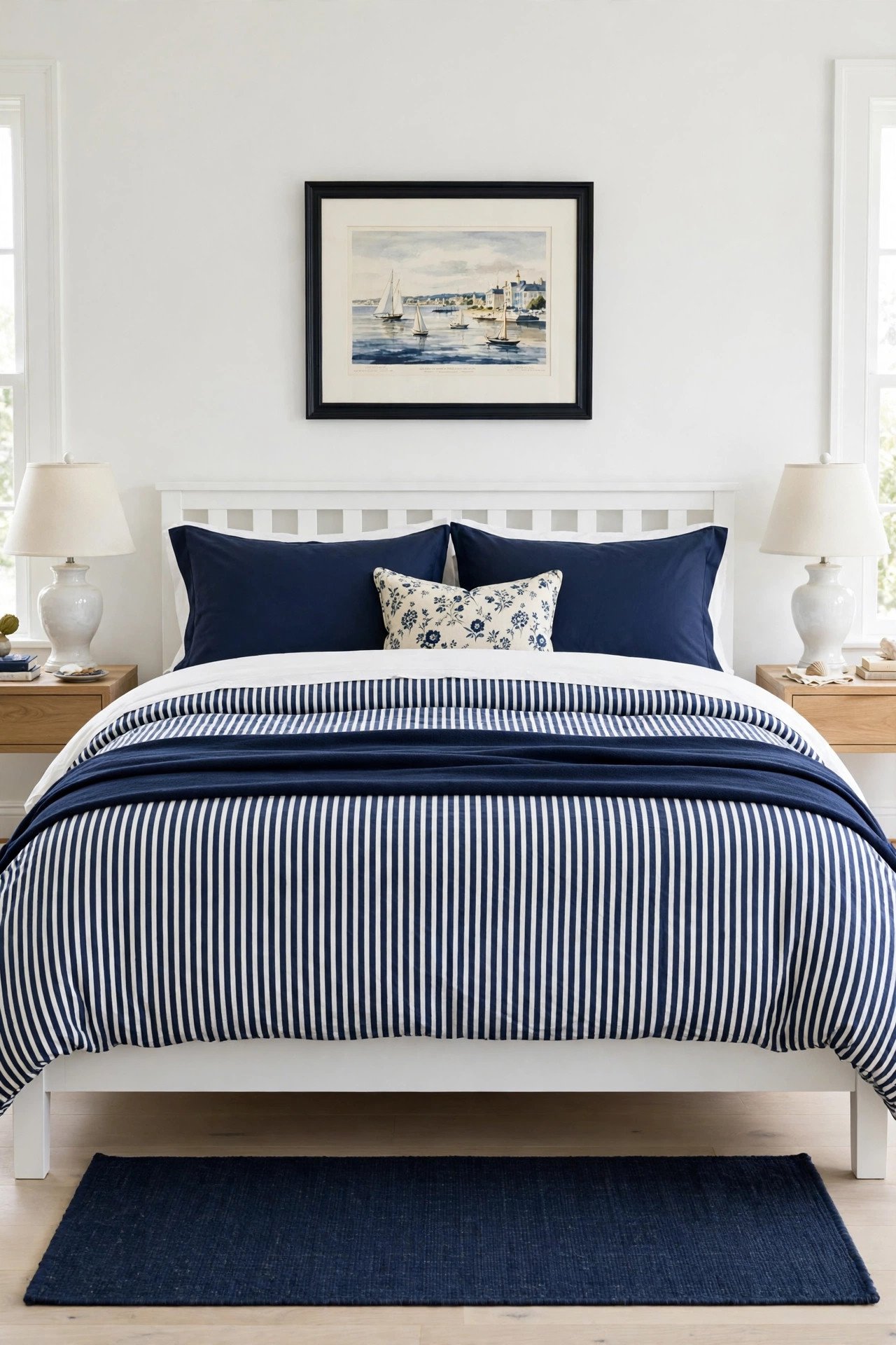 Striped Navy Blue Bedding Classic