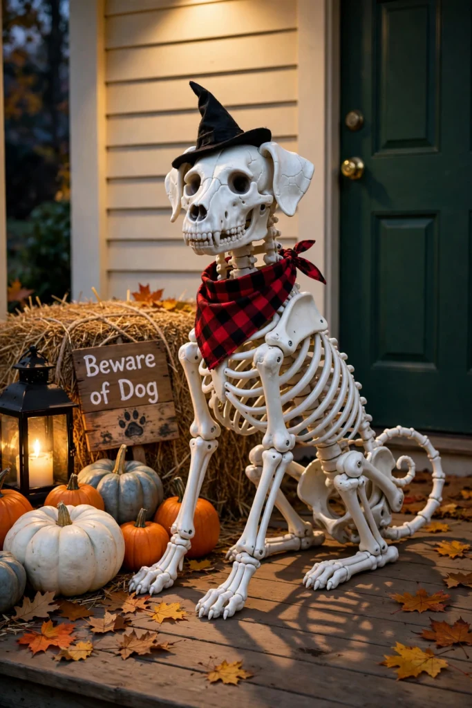 Skeleton Dog Guarding the Porch