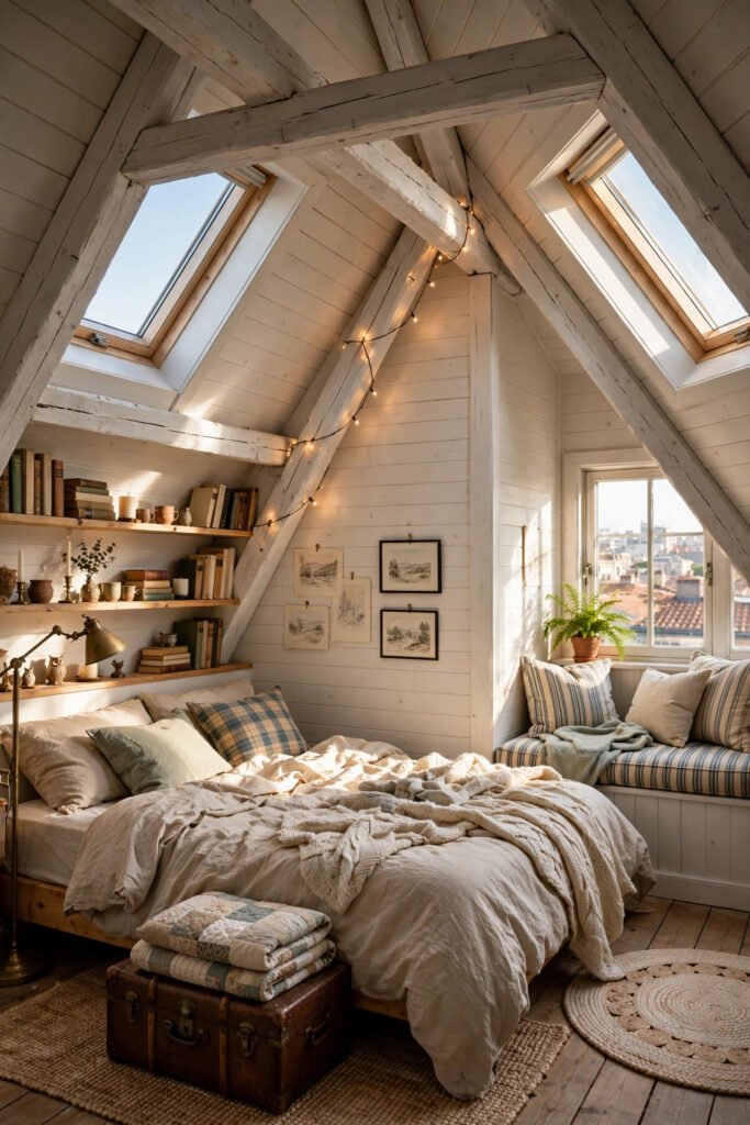 Attic Bedroom with Slanted Ceilings