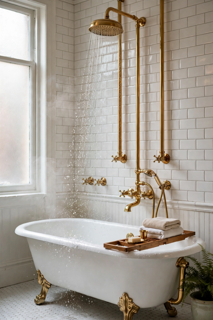 Brass Showerhead & Exposed Pipe