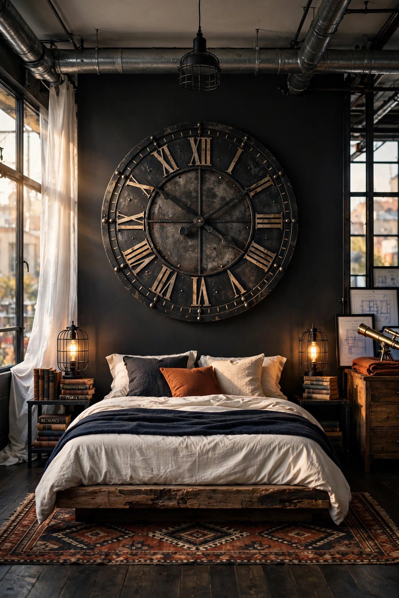 Oversized Industrial Wall Clock