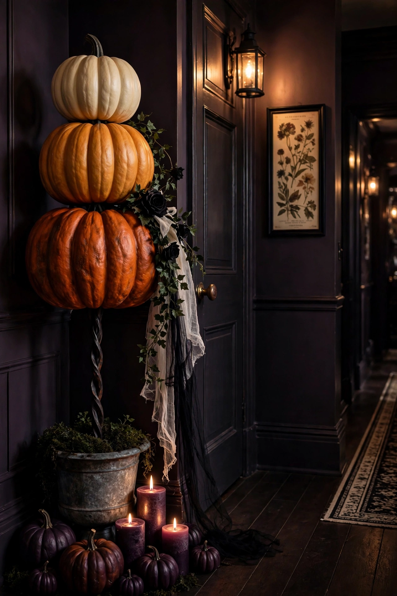 Pumpkin Topiary Beside the Interior Door