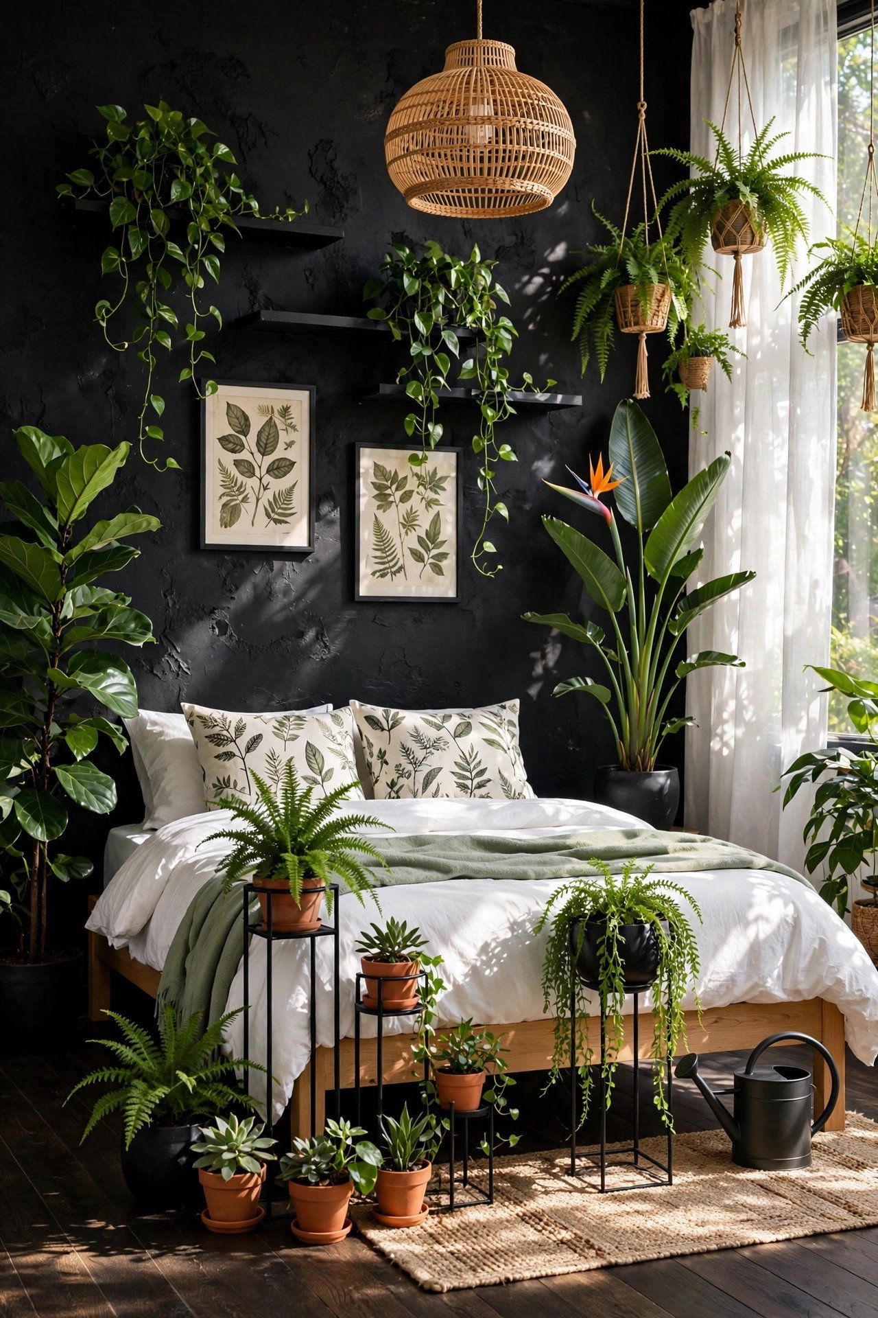 Black and Green Plant Styling