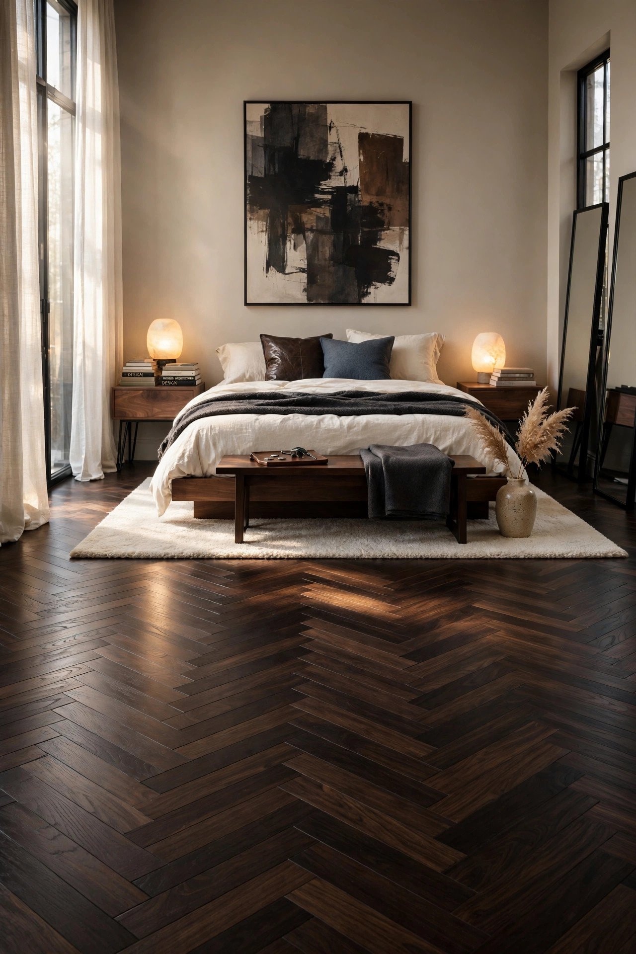 Dark Herringbone Wood Flooring