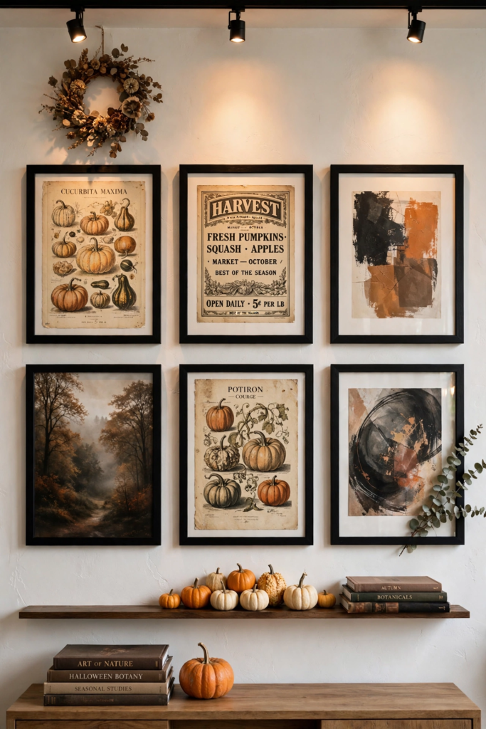 Gallery Wall with Halloween Art Prints