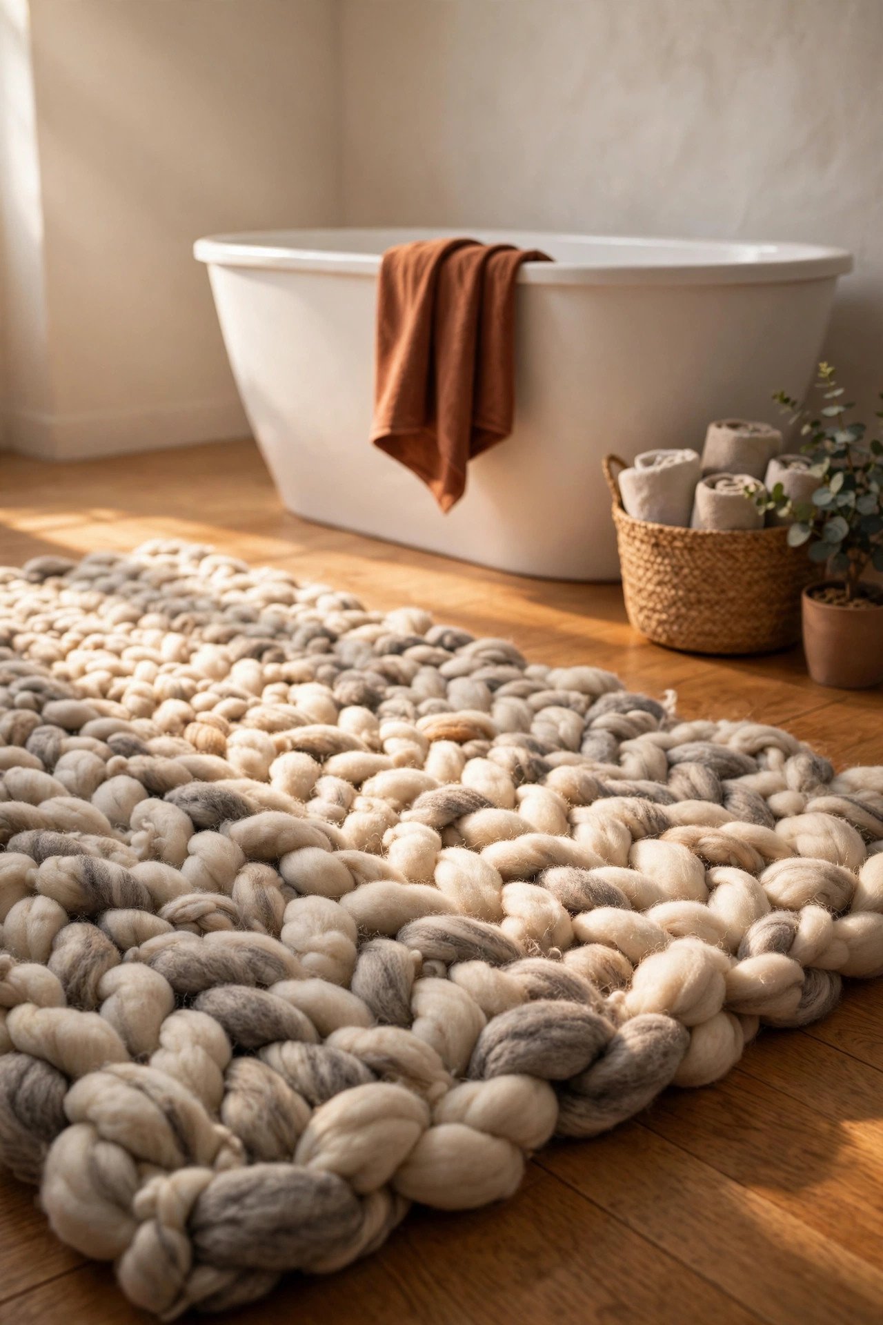 Chunky Wool Bath Rug