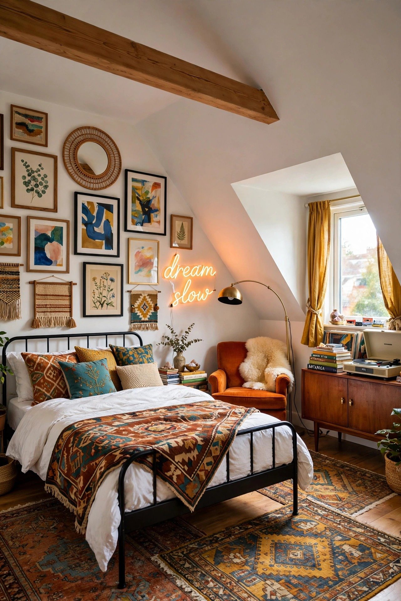 Eclectic Gallery Wall Bedroom