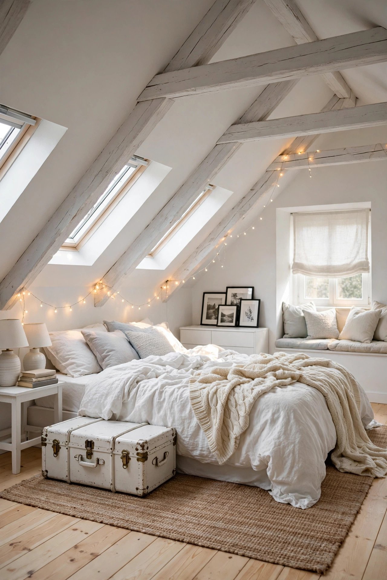 White Attic Bedroom