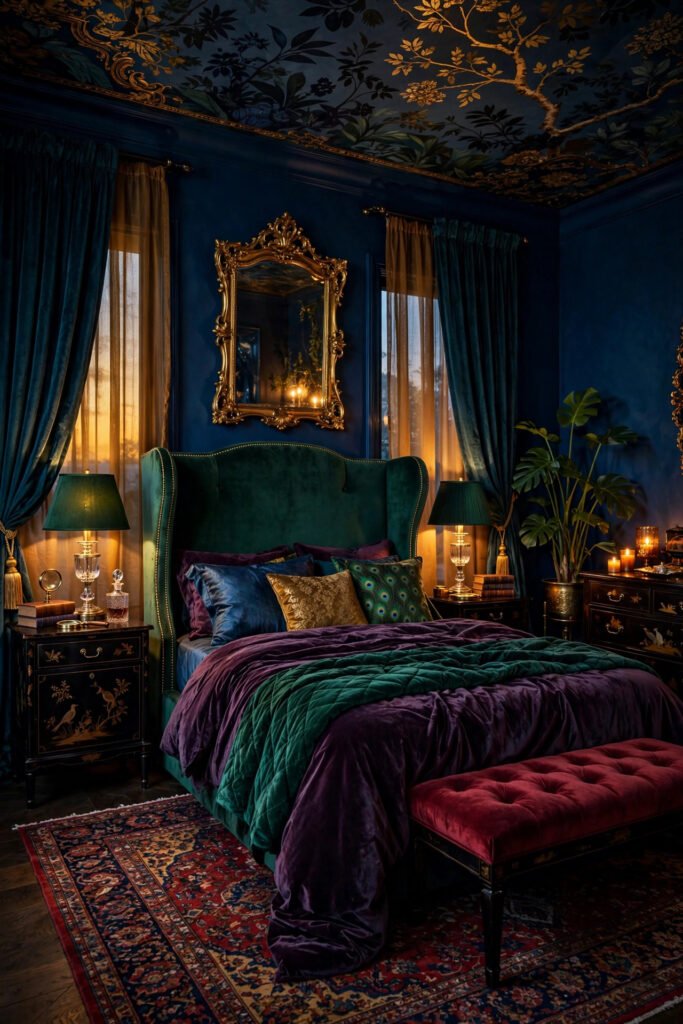 Moody Jewel-Tone Bedroom