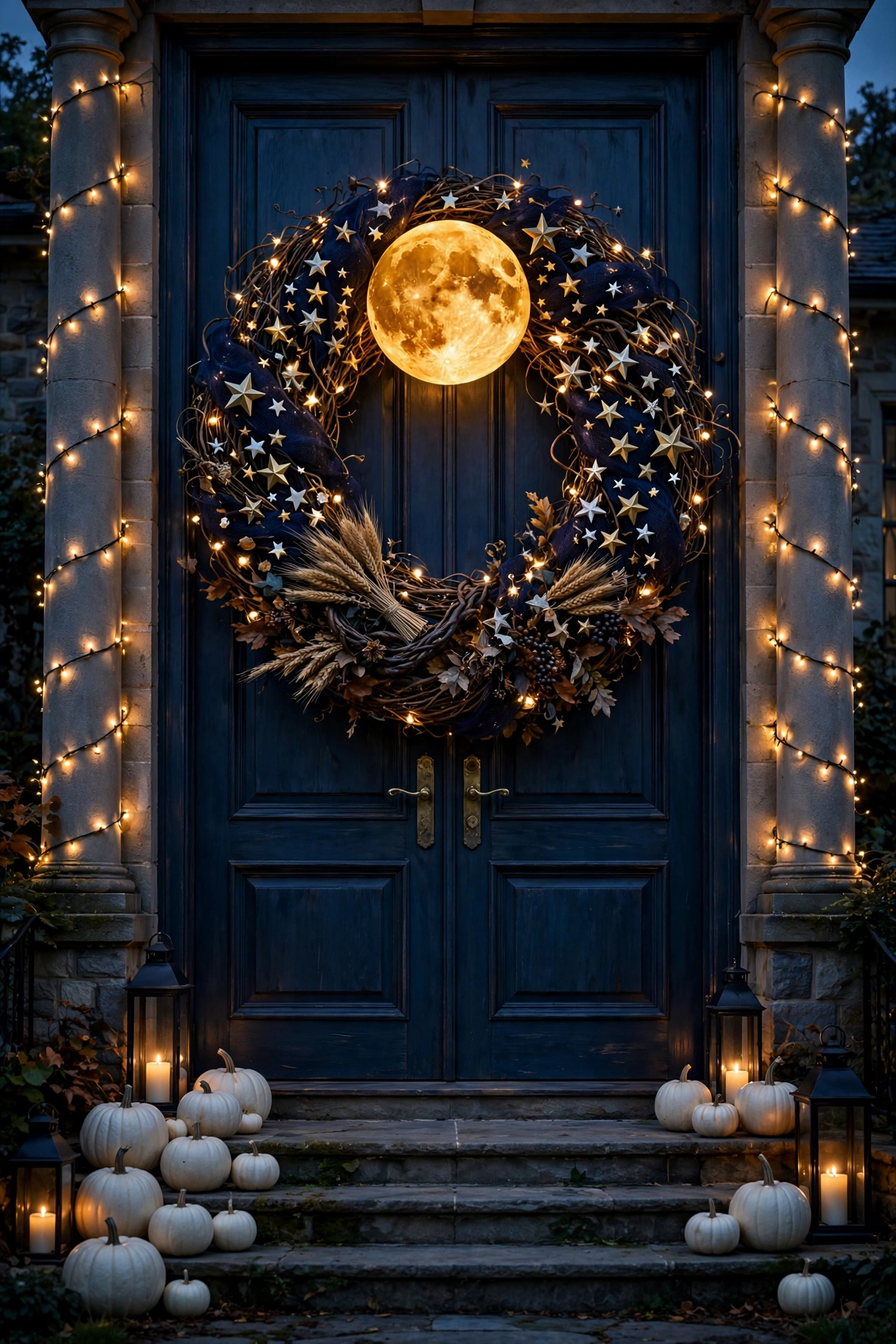 Grand Harvest Moon and Star Wreath
