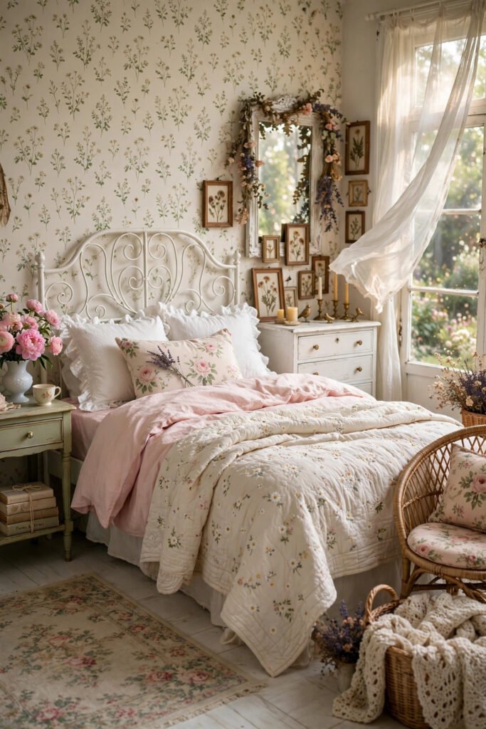 Romantic Cottagecore Floral Bedroom