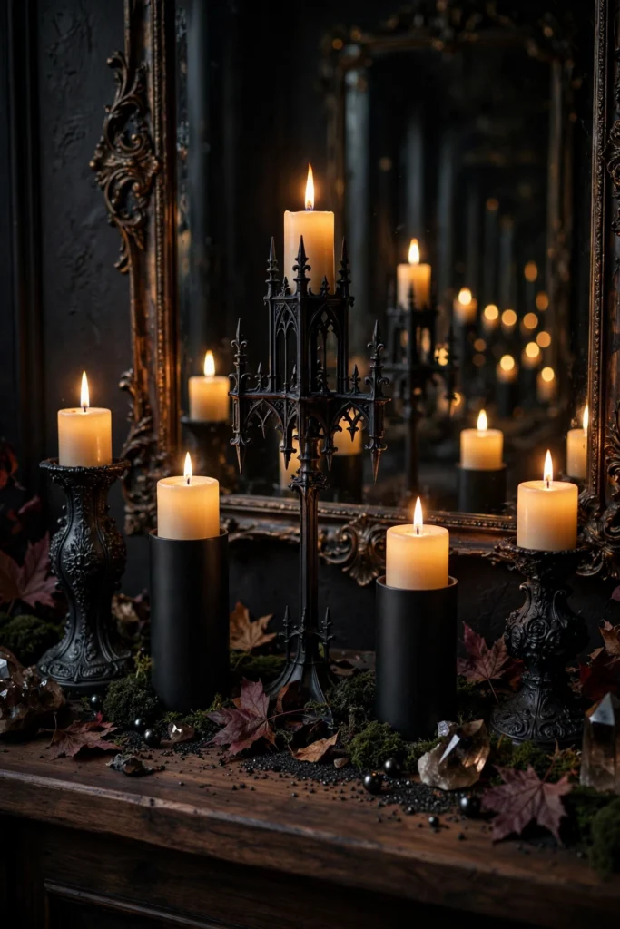 Flickering LED Candles in Skull Holders