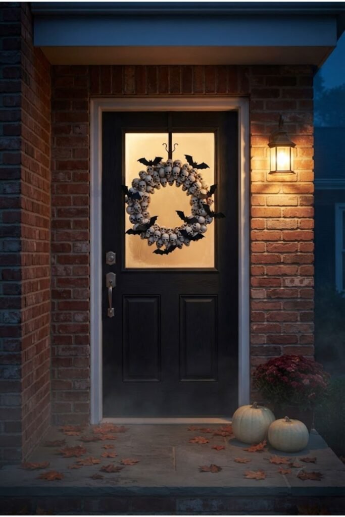 Spooky Wreath of Mini Skulls and Bats
