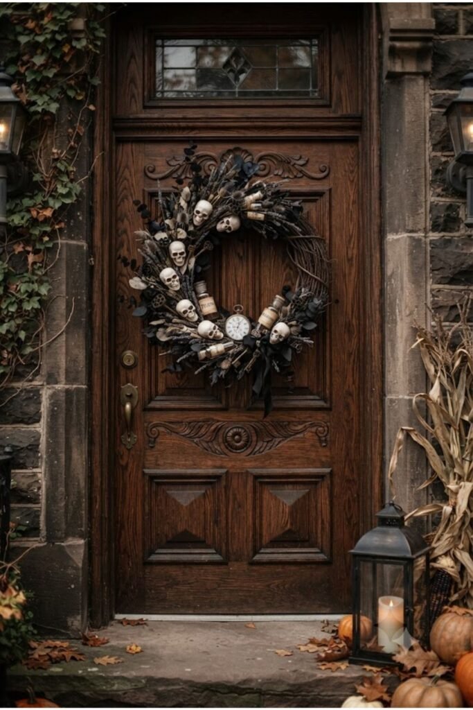 Vintage Apothecary Skull Wreath